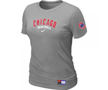 Women MLB Chicago Cubs Nike L.Grey Short Sleeve Practice T-Shirt