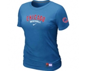 Women MLB Chicago Cubs Nike L.blue Short Sleeve Practice T-Shirt