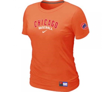 Women MLB Chicago Cubs Nike Orange Short Sleeve Practice T-Shirt