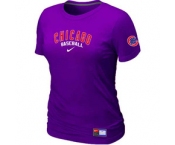 Women MLB Chicago Cubs Nike Purple Short Sleeve Practice T-Shirt