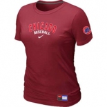 Women MLB Chicago Cubs Nike Red Short Sleeve Practice T-Shirt