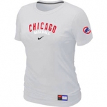 Women MLB Chicago Cubs Nike White Short Sleeve Practice T-Shirt