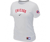 Women MLB Chicago Cubs Nike White Short Sleeve Practice T-Shirt