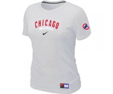 Women MLB Chicago Cubs Nike White Short Sleeve Practice T-Shirt