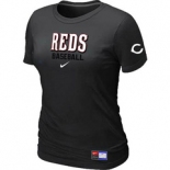 Women MLB Cincinnati Reds Nike Black Short Sleeve Practice T-Shirt