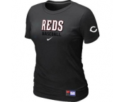 Women MLB Cincinnati Reds Nike Black Short Sleeve Practice T-Shirt