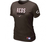 Women MLB Cincinnati Reds Nike Brown Short Sleeve Practice T-Shirt