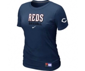 Women MLB Cincinnati Reds Nike D.Blue Short Sleeve Practice T-Shirt