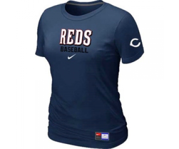 Women MLB Cincinnati Reds Nike D.Blue Short Sleeve Practice T-Shirt