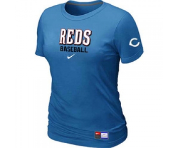 Women MLB Cincinnati Reds Nike L.blue Short Sleeve Practice T-Shirt