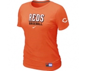 Women MLB Cincinnati Reds Nike Orange Short Sleeve Practice T-Shirt