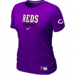 Women MLB Cincinnati Reds Nike Purple Short Sleeve Practice T-Shirt