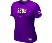 Women MLB Cincinnati Reds Nike Purple Short Sleeve Practice T-Shirt