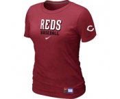 Women MLB Cincinnati Reds Nike Red Short Sleeve Practice T-Shirt