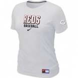 Women MLB Cincinnati Reds Nike White Short Sleeve Practice T-Shirt