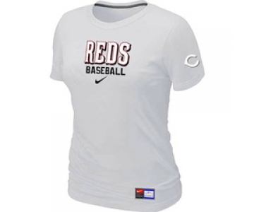 Women MLB Cincinnati Reds Nike White Short Sleeve Practice T-Shirt