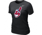 Women MLB Cleveland Indians Heathered Nike Black Blended T-Shirt