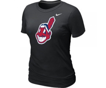 Women MLB Cleveland Indians Heathered Nike Black Blended T-Shirt