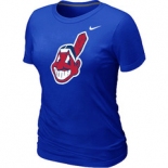 Women MLB Cleveland Indians Heathered Nike Blue Blended T-Shirt