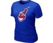 Women MLB Cleveland Indians Heathered Nike Blue Blended T-Shirt