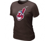 Women MLB Cleveland Indians Heathered Nike Brown Blended T-Shirt