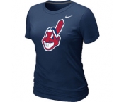 Women MLB Cleveland Indians Heathered Nike D.Blue Blended T-Shirt