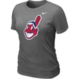 Women MLB Cleveland Indians Heathered Nike D.Grey Blended T-Shirt