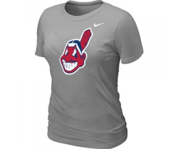 Women MLB Cleveland Indians Heathered Nike L.Grey Blended T-Shirt