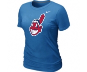 Women MLB Cleveland Indians Heathered Nike L.blue Blended T-Shirt