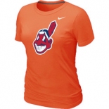 Women MLB Cleveland Indians Heathered Nike Orange Blended T-Shirt