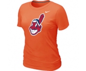 Women MLB Cleveland Indians Heathered Nike Orange Blended T-Shirt