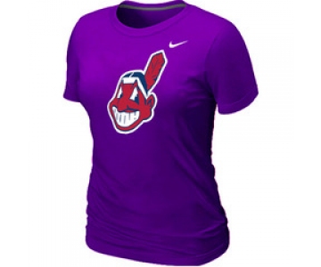 Women MLB Cleveland Indians Heathered Nike Purple Blended T-Shirt