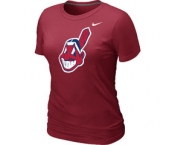 Women MLB Cleveland Indians Heathered Nike Red Blended T-Shirt