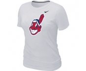 Women MLB Cleveland Indians Heathered Nike White Blended T-Shirt