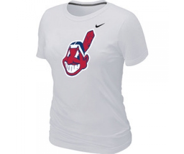 Women MLB Cleveland Indians Heathered Nike White Blended T-Shirt