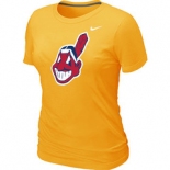 Women MLB Cleveland Indians Heathered Nike Yellow Blended T-Shirt