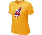 Women MLB Cleveland Indians Heathered Nike Yellow Blended T-Shirt