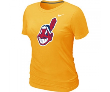 Women MLB Cleveland Indians Heathered Nike Yellow Blended T-Shirt