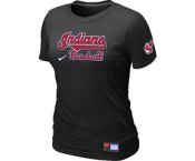 Women MLB Cleveland Indians Nike Black Short Sleeve Practice T-Shirt