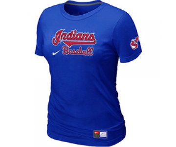 Women MLB Cleveland Indians Nike Blue Short Sleeve Practice T-Shirt