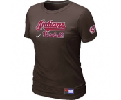 Women MLB Cleveland Indians Nike Brown Short Sleeve Practice T-Shirt