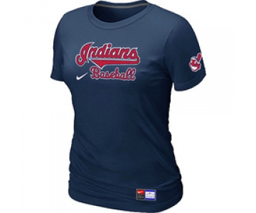 Women MLB Cleveland Indians Nike D.Blue Short Sleeve Practice T-Shirt