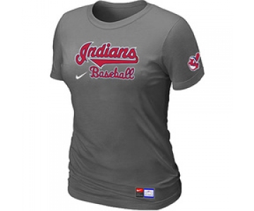 Women MLB Cleveland Indians Nike D.Grey Short Sleeve Practice T-Shirt