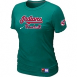 Women MLB Cleveland Indians Nike L.Green Short Sleeve Practice T-Shirt