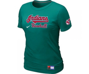 Women MLB Cleveland Indians Nike L.Green Short Sleeve Practice T-Shirt