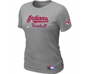 Women MLB Cleveland Indians Nike L.Grey Short Sleeve Practice T-Shirt