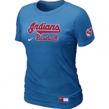 Women MLB Cleveland Indians Nike L.blue Short Sleeve Practice T-Shirt