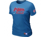 Women MLB Cleveland Indians Nike L.blue Short Sleeve Practice T-Shirt