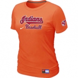 Women MLB Cleveland Indians Nike Orange Short Sleeve Practice T-Shirt