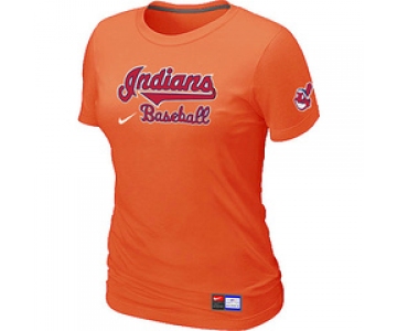 Women MLB Cleveland Indians Nike Orange Short Sleeve Practice T-Shirt